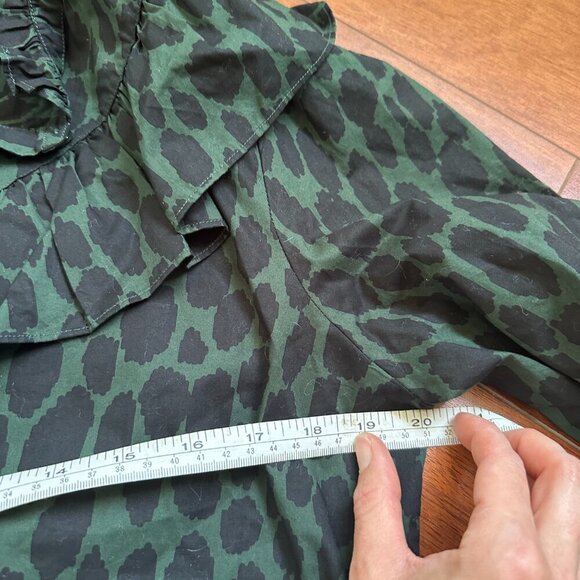 Caballero Ruffle Long Sleeve Blouse – Size Medium Green and Black - Picture 6 of 7